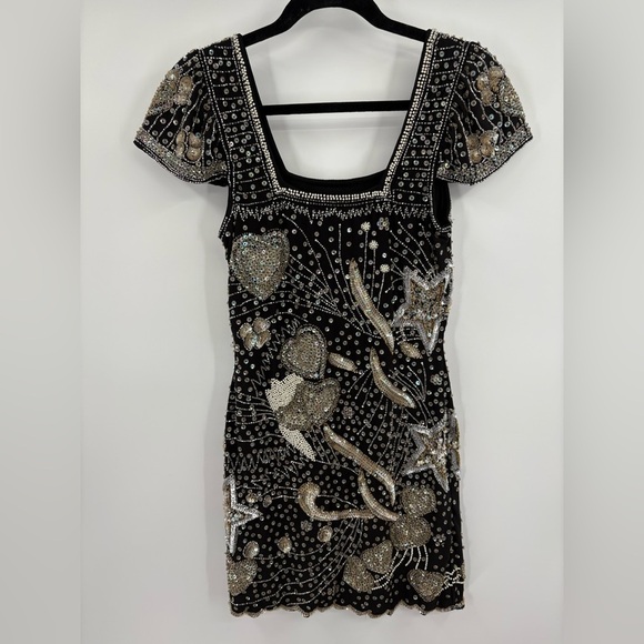 Loveshackfancy party embroidered sequence star mini Davis dress size small 4 - Picture 7 of 16